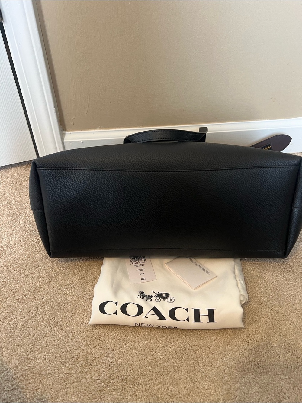 Coach Black Pebbled Leather Tote with Gold Hardware - Picture 3 of 9
